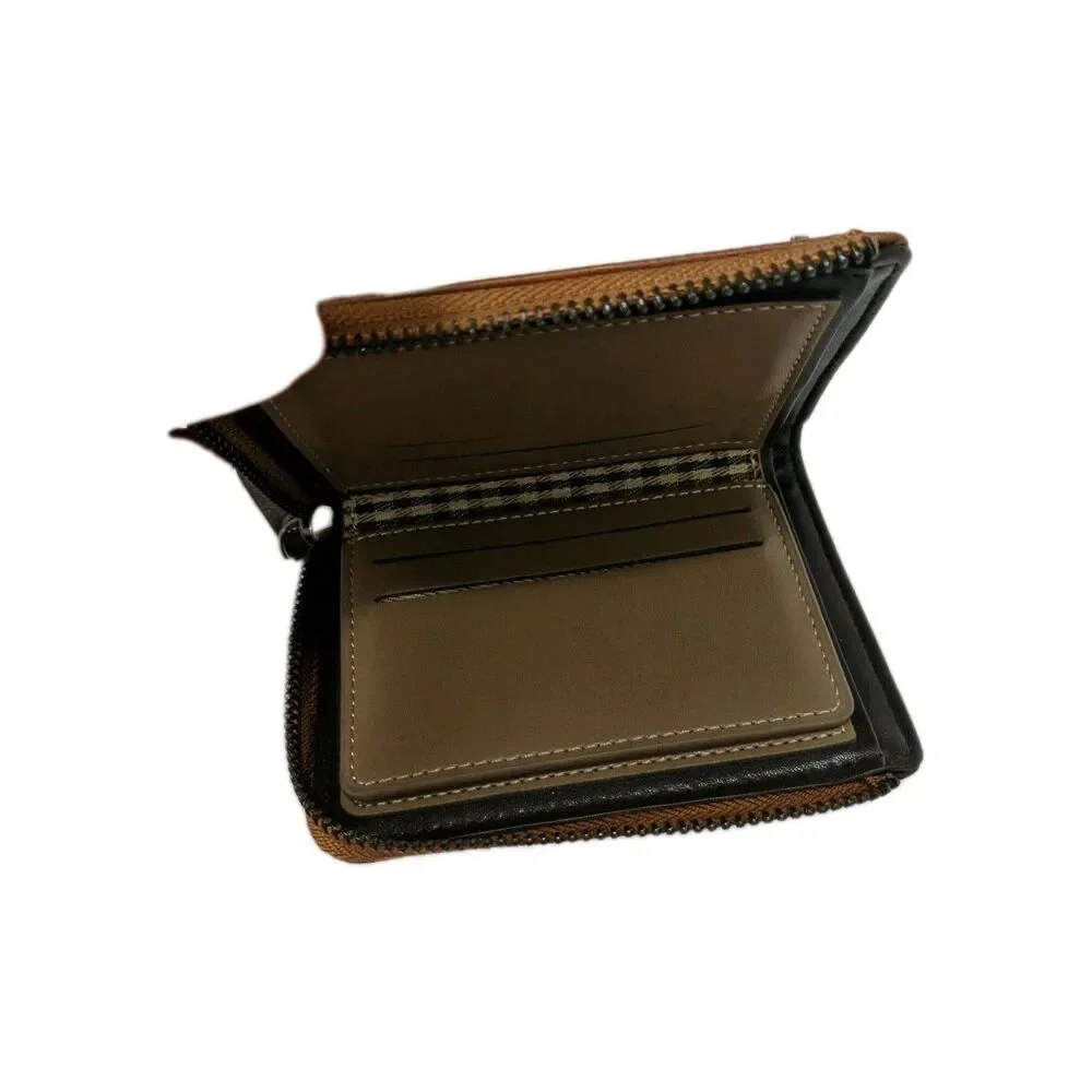 Pidengao Retro Leather Wallet w/ Multi-functional Storage Zipper-up Wallet